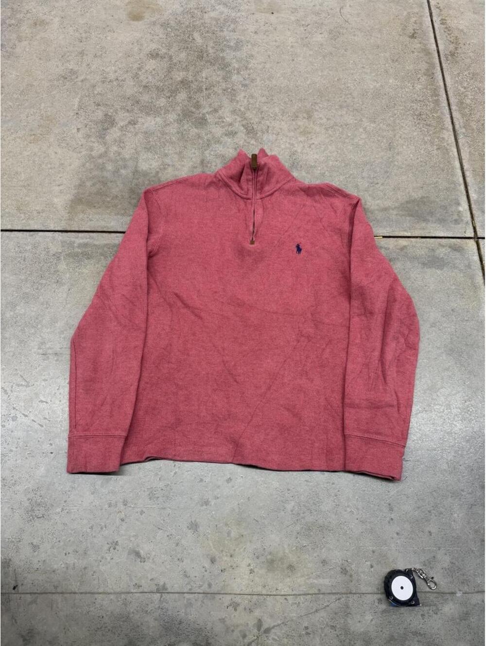vintage polo ralph lauren red and navy quarter zip sweater size small